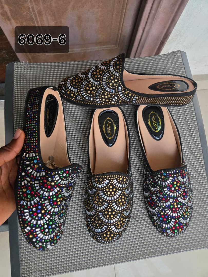Lextat by Penny Rhinestone Embellished Slip-On Mule Loafers.
