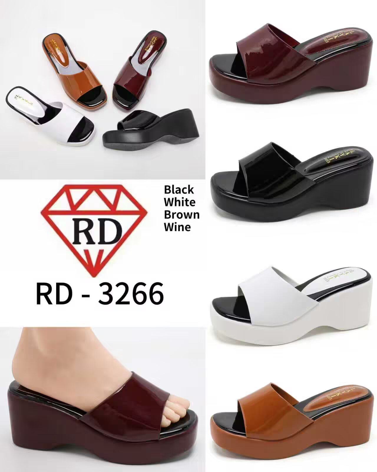 RD Deluxe Open-Toe Platform Wedge Slide Sandals