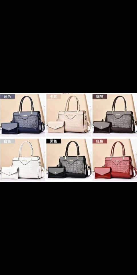 Crocodile Pattern Leather 2-in-1 Ladies Handbag Set