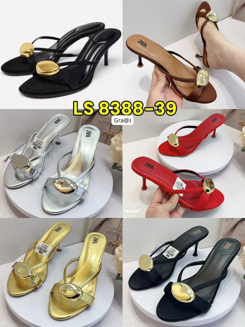 Zara Gold Pebble Strappy Kitten Heel Mules